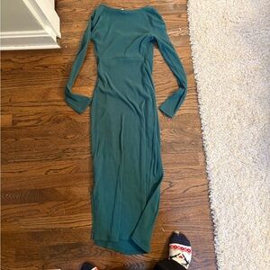 Green long maternity dress Worn